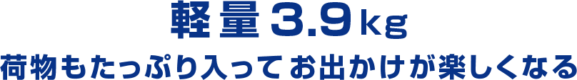 軽量3.9kg 荷物もたっぷり入ってお出かけが楽しくなる